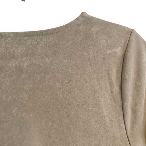 JJill Tan Faux Suede Soft Neutral Cottagecore Peasant Pocket Top Size Small - Picture 13 of 15